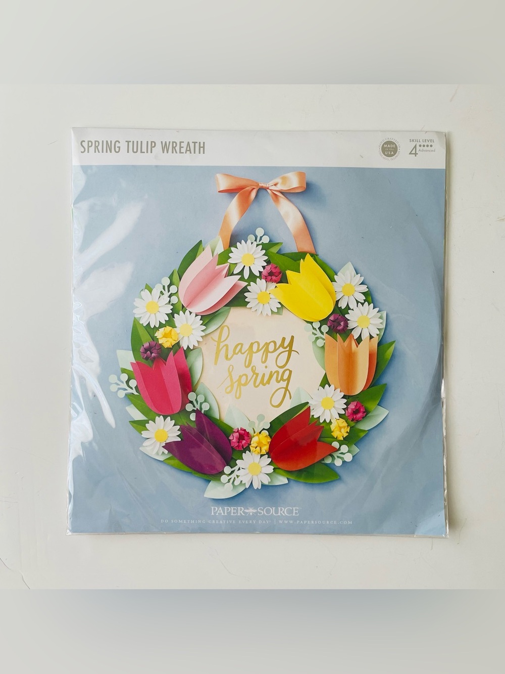 Paper Source Multicolor Spring Tulip Wreath with Ribbon Craft Kit